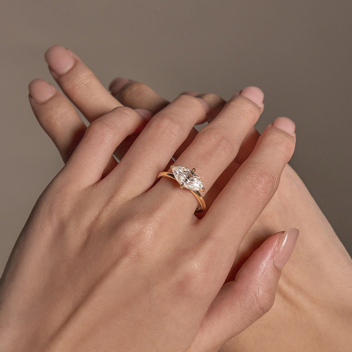 Marquise Moissanite East West Solitaire Ring - NavianJewelry™