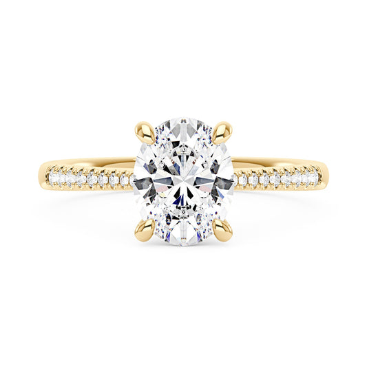 Oval Cut Engagement Ring with Pavé Band - NavianJewelry™