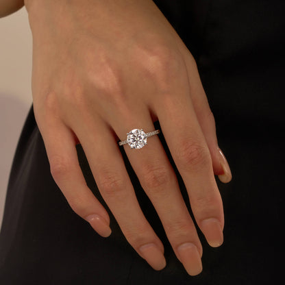 Dazzling Round Moissanite Pave Band Engagement Ring - NavianJewelry™