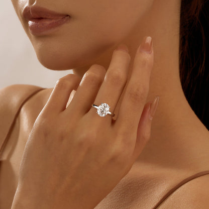 Modern Solitaire Ring with Oval Cut Moissanite - NavianJewelry™