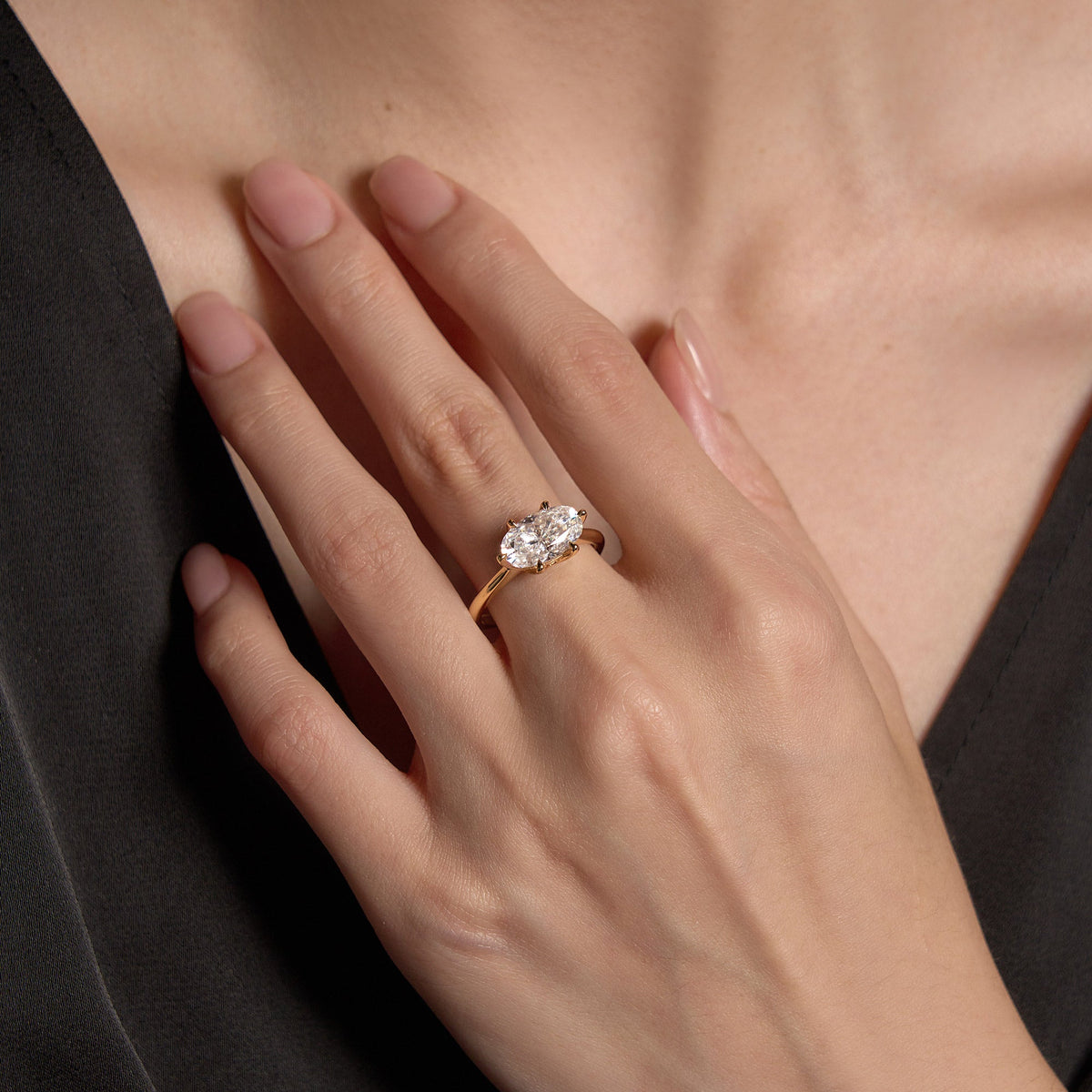Oval Moissanite East West Engagement Ring - NavianJewelry™