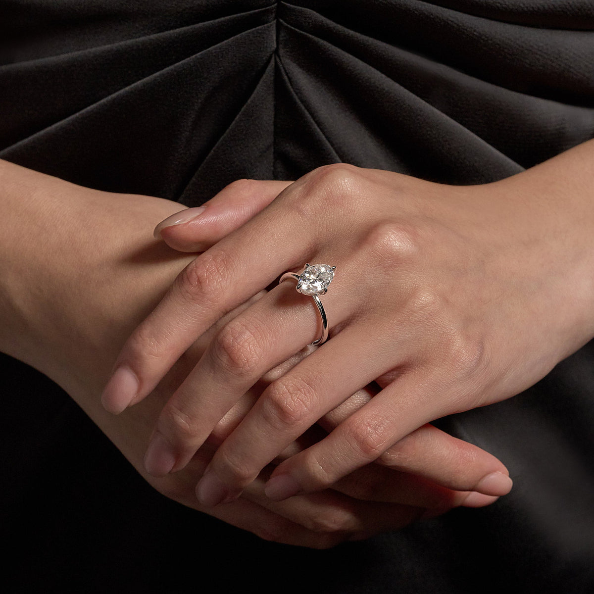 Elongated Oval Moissanite Solitaire Ring - NavianJewelry™