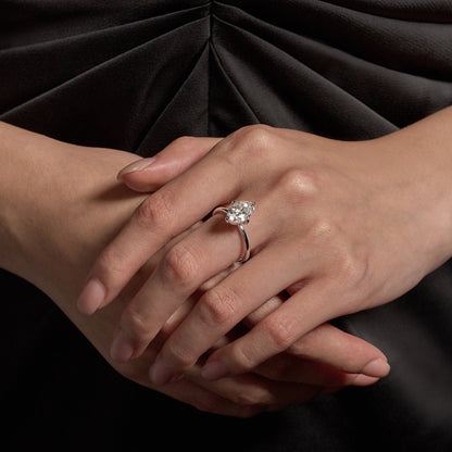 Elongated Oval Moissanite Solitaire Ring - NavianJewelry™