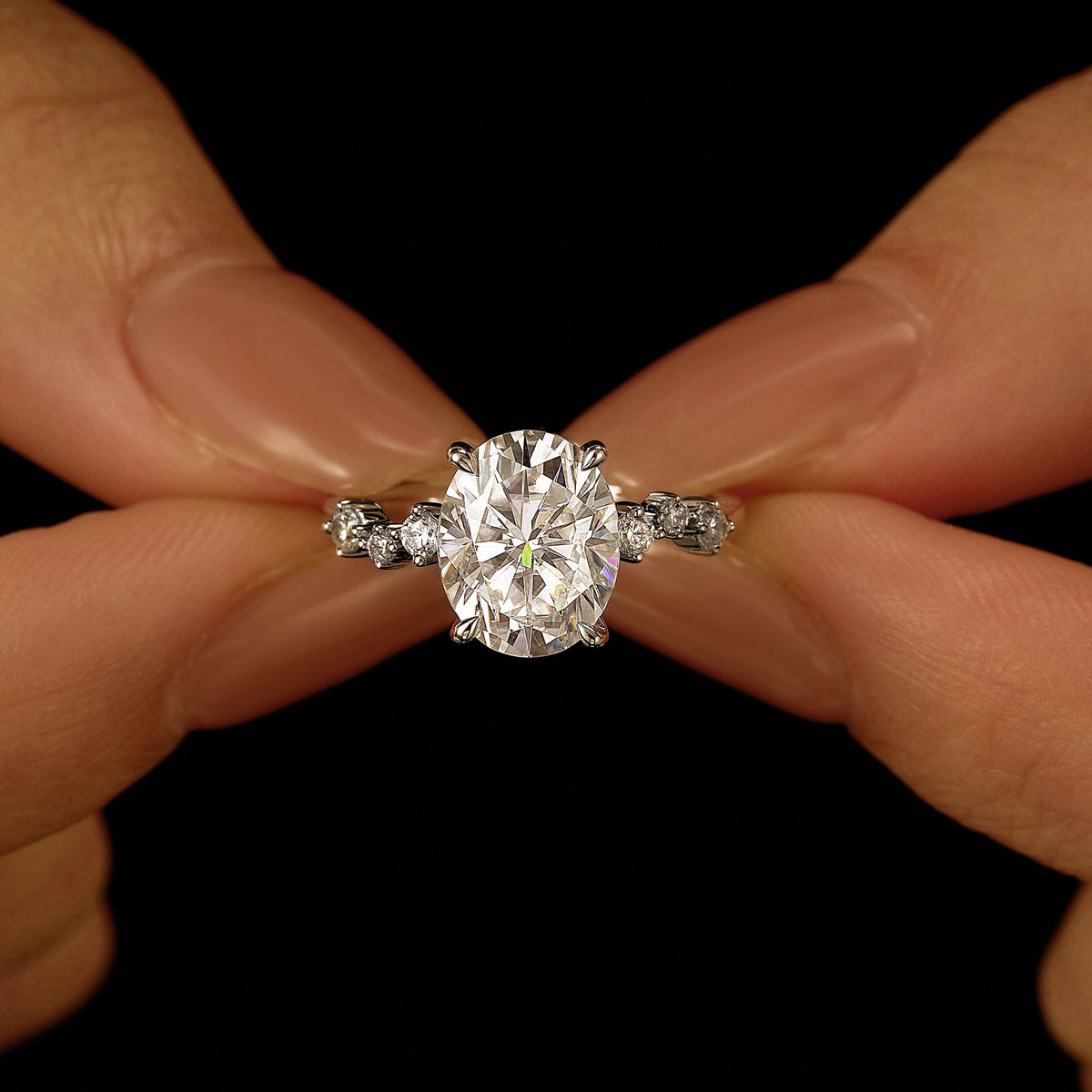 Nature Inspired Oval Cut Moissanite Engagement Ring - NavianJewelry™