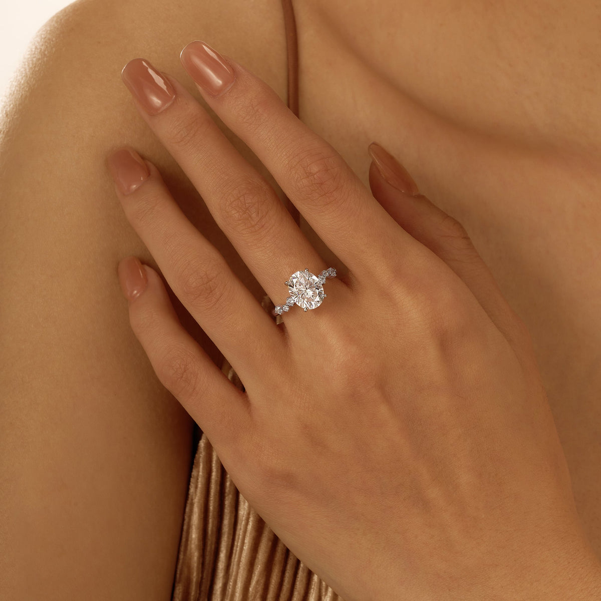 Nature Inspired Oval Cut Moissanite Engagement Ring - NavianJewelry™