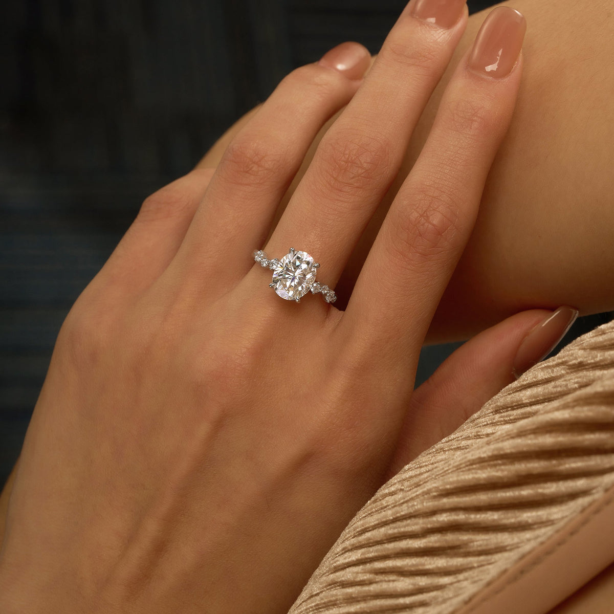 Nature Inspired Oval Cut Moissanite Engagement Ring - NavianJewelry™