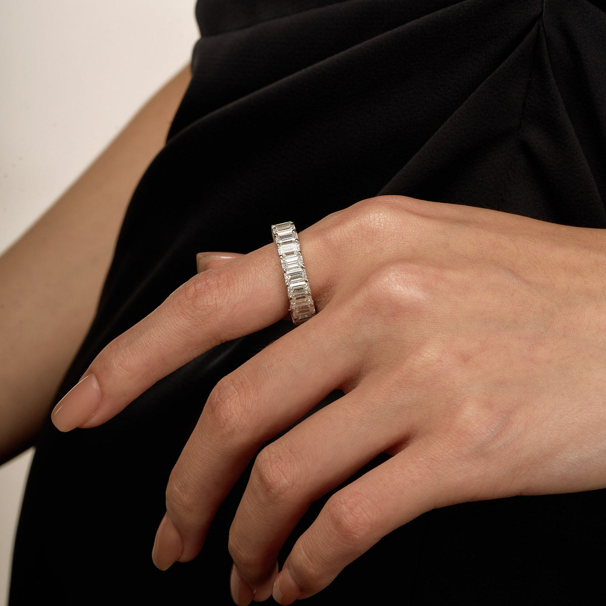 Emerald Cut Full Eternity Moissanite Wedding Band - NavianJewelry™