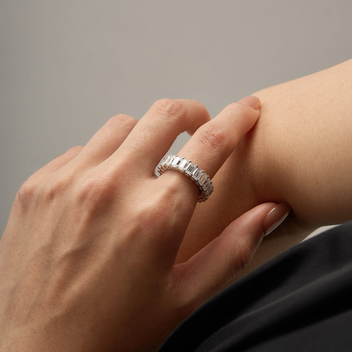 Emerald Cut Full Eternity Moissanite Wedding Band - NavianJewelry™