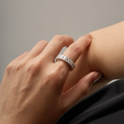 Emerald Cut Full Eternity Moissanite Wedding Band - NavianJewelry™