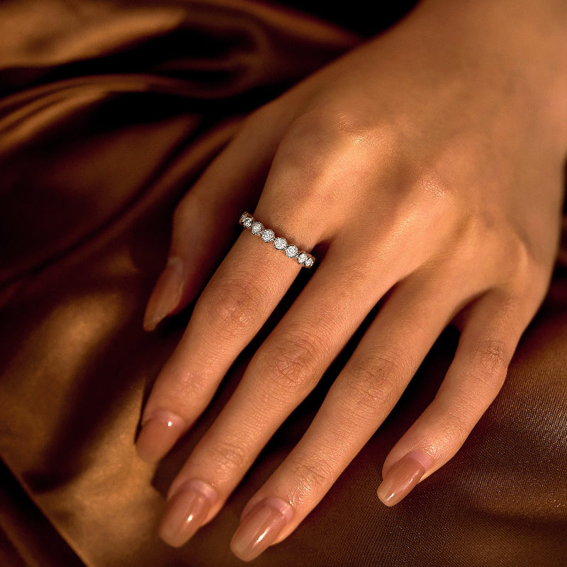 Round Moissanite Infinite Bezel Eternity Band - NavianJewelry™