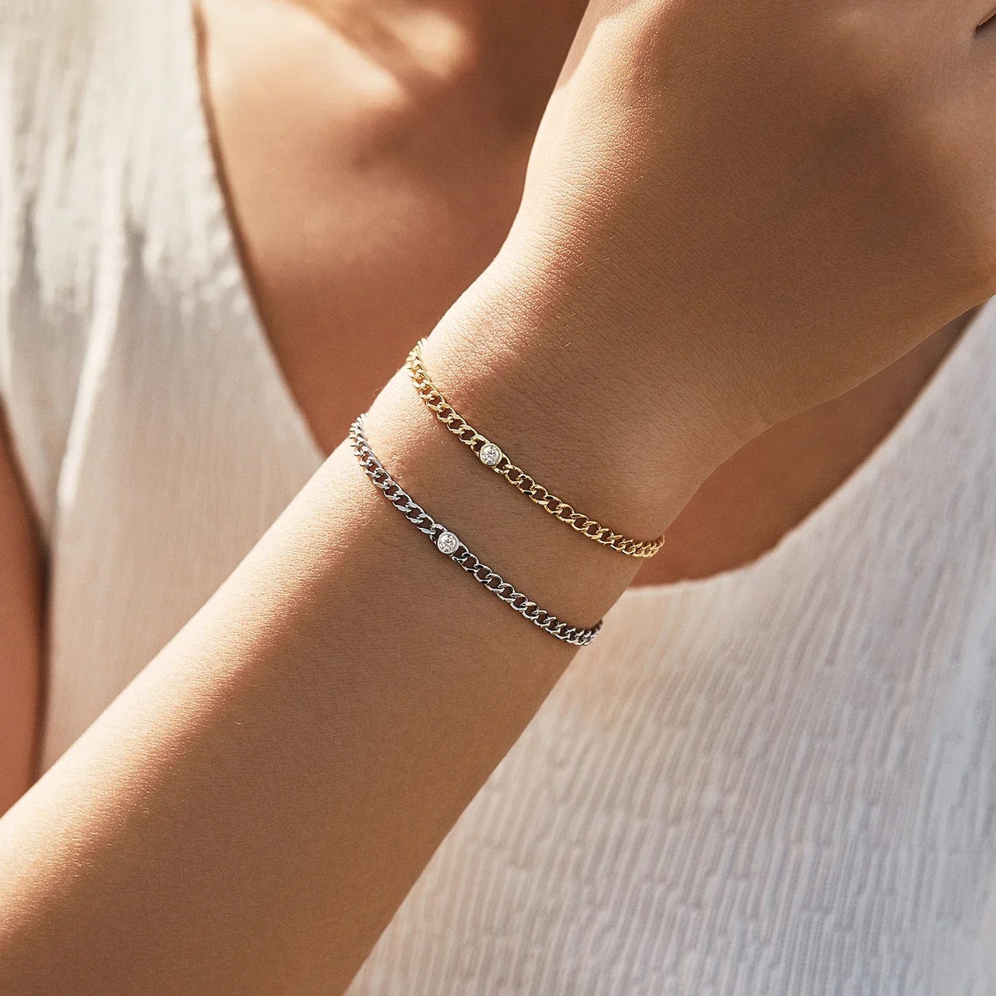 NAVIAN® Moissanite Link Bracelet - Sterling Silver