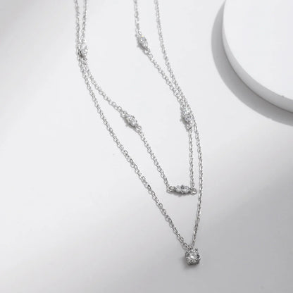 NAVIAN® Moissanite Double Layer Pendant Round Stylish Choker