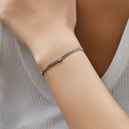 NAVIAN® White Gold Plated Round Moissanite Twisted Bracelet - Sterling Silver