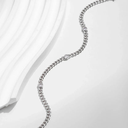 NAVIAN® White Gold Plated Round Moissanite Twisted Bracelet - Sterling Silver
