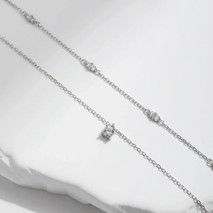 NAVIAN® Moissanite Double Layer Pendant Round Stylish Choker