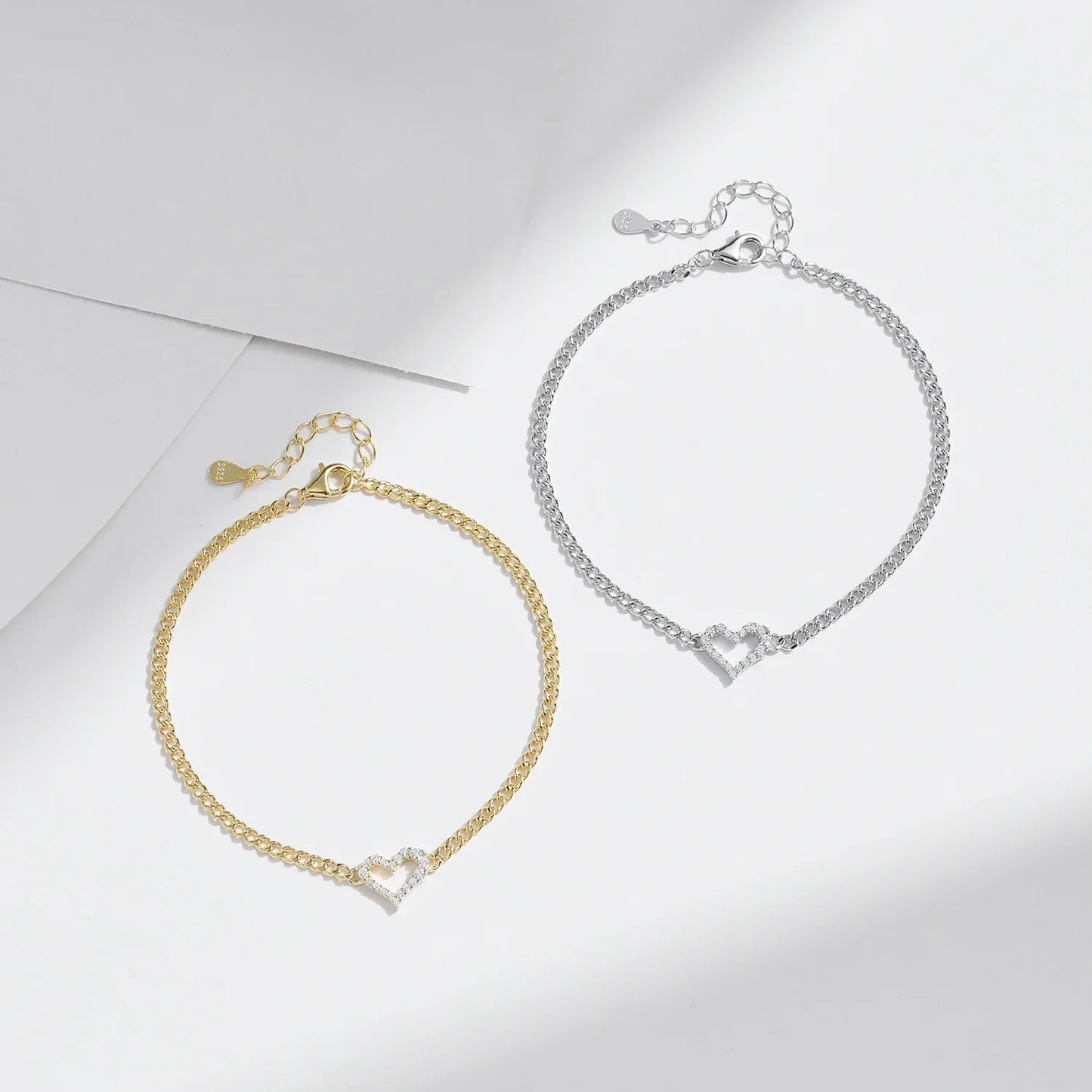 NAVIAN® Moissanite Romantic Heart Bracelets - Sterling Silver