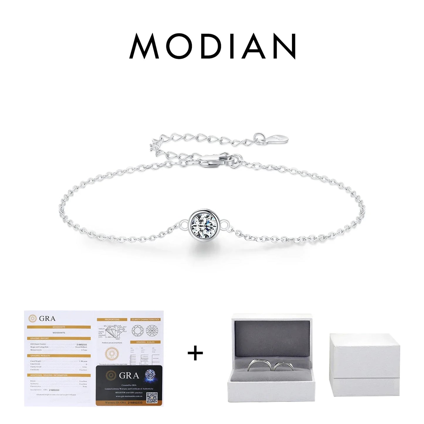 NAVIAN® Moissanite Classic Chain Charms Bracelet - Sterling Silver