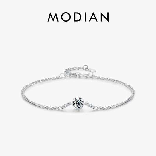 NAVIAN® Moissanite Elegant Chain Bracelet - Sterling Silver