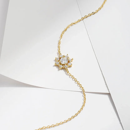 NAVIAN® Sterling Silver Snowflake Chain With Moissanite Gem.