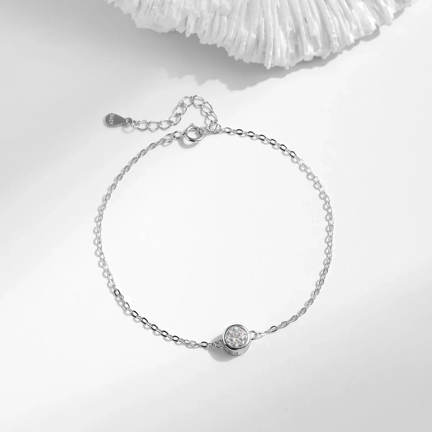 NAVIAN® Moissanite Classic Chain Charms Bracelet - Sterling Silver