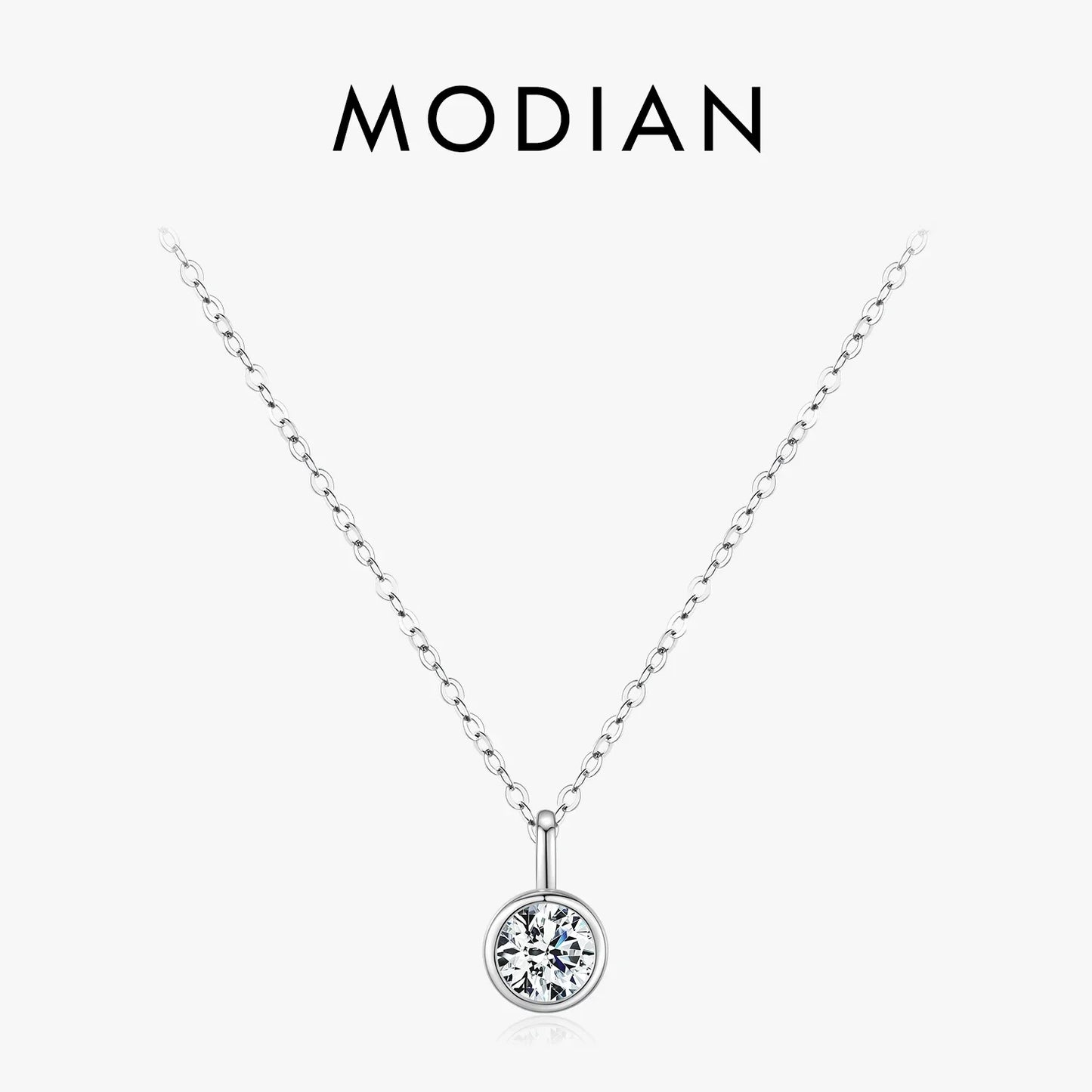 NAVIAN® 1 Carat Round Bezel Moissanite Pendant Necklace