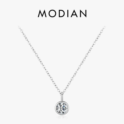 NAVIAN® 1 Carat Round Bezel Moissanite Pendant Necklace