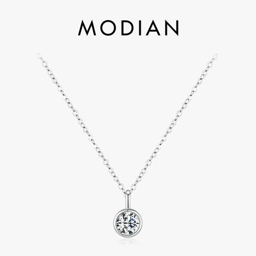 NAVIAN® 1 Carat Round Bezel Moissanite Pendant Necklace