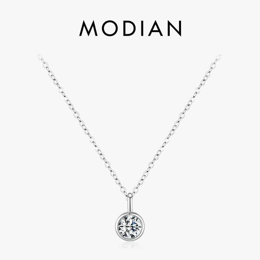 NAVIAN® 1 Carat Round Bezel Moissanite Pendant Necklace
