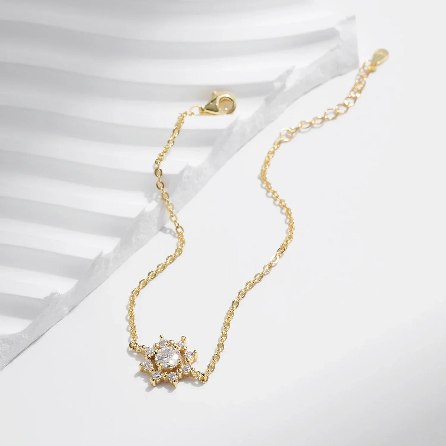 NAVIAN® Sterling Silver Snowflake Chain With Moissanite Gem.