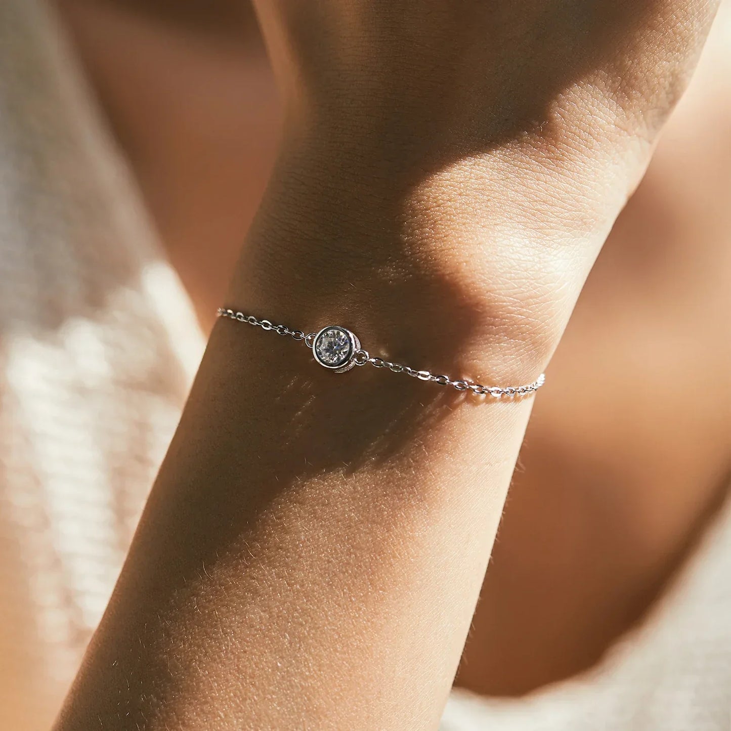 NAVIAN® Moissanite Classic Chain Charms Bracelet - Sterling Silver