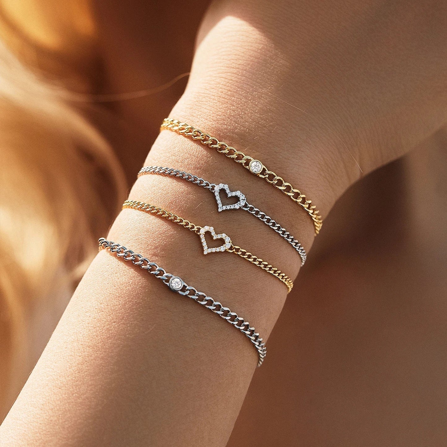 NAVIAN® Moissanite Romantic Heart Bracelets - Sterling Silver