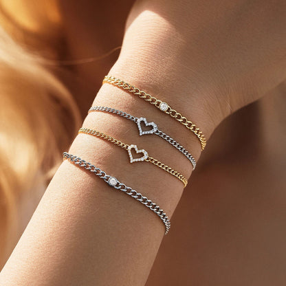 NAVIAN® Moissanite Romantic Heart Bracelets - Sterling Silver