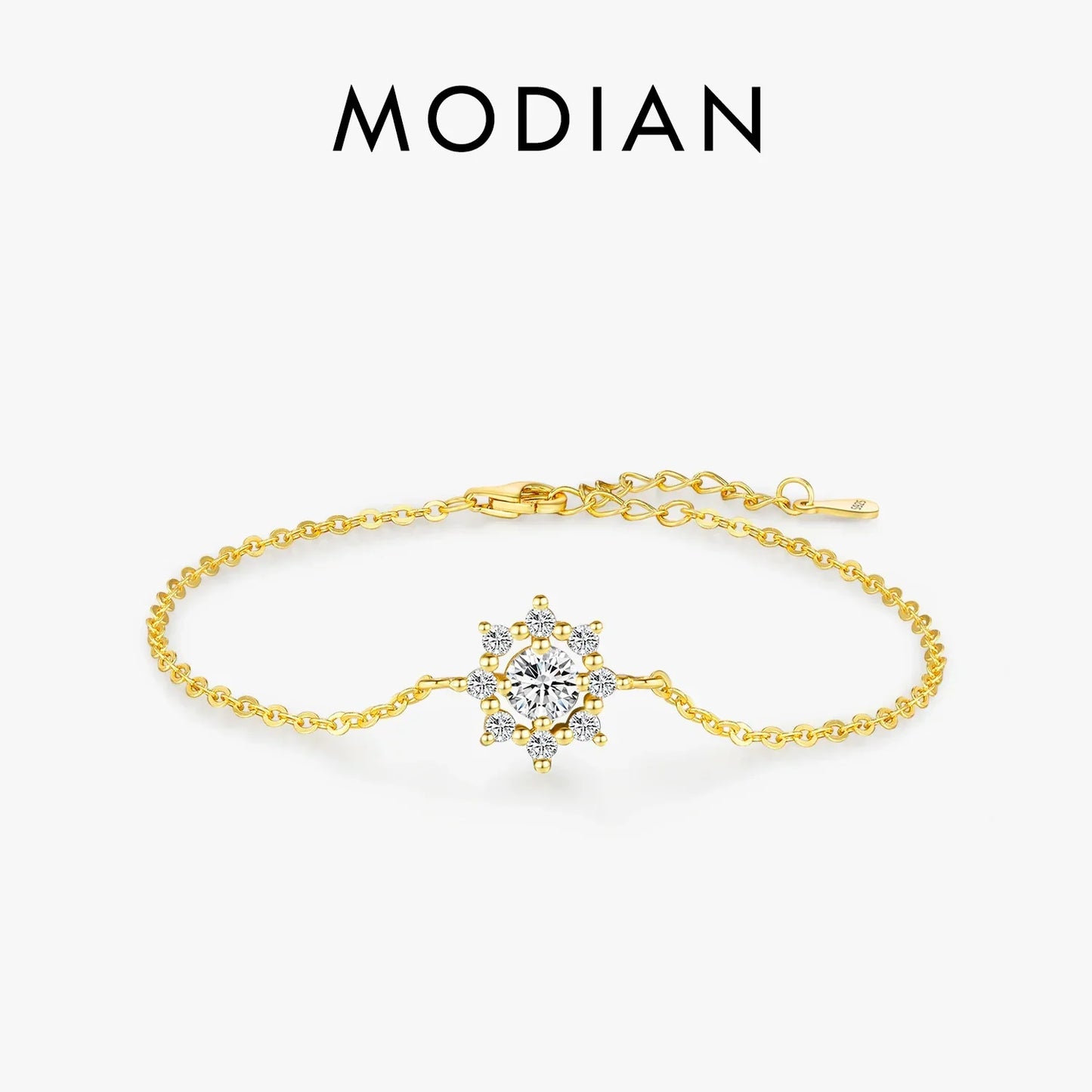 NAVIAN® Sterling Silver Snowflake Chain With Moissanite Gem.