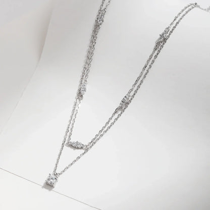 NAVIAN® Moissanite Double Layer Pendant Round Stylish Choker