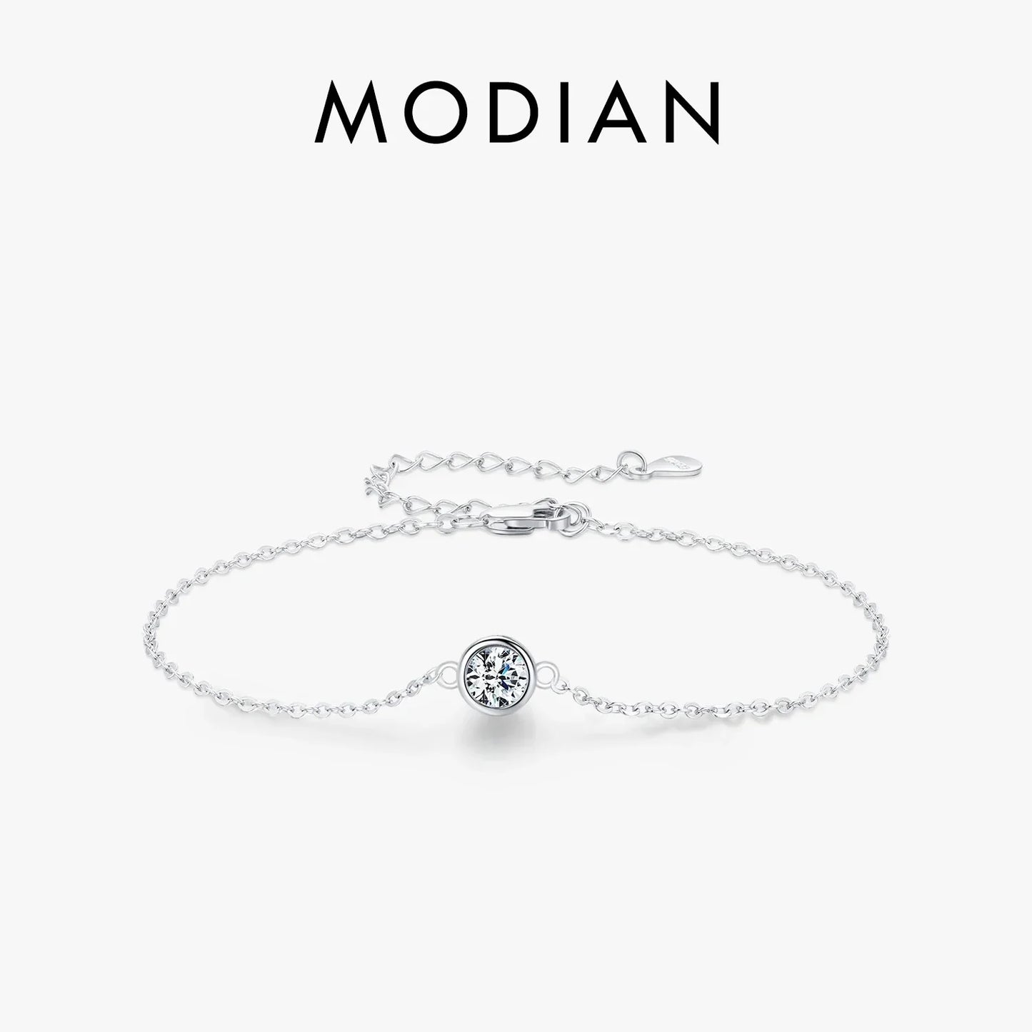 NAVIAN® Moissanite Classic Chain Charms Bracelet - Sterling Silver