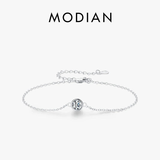 NAVIAN® Moissanite Classic Chain Charms Bracelet - Sterling Silver