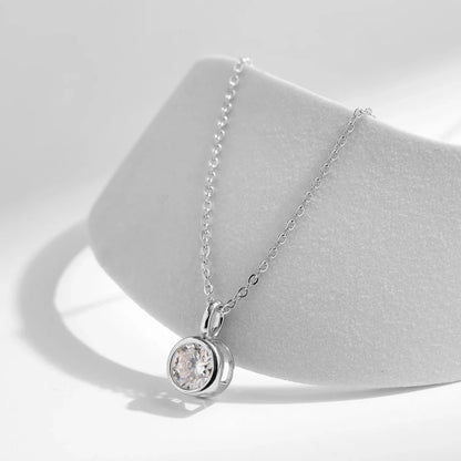 NAVIAN® 1 Carat Round Bezel Moissanite Pendant Necklace