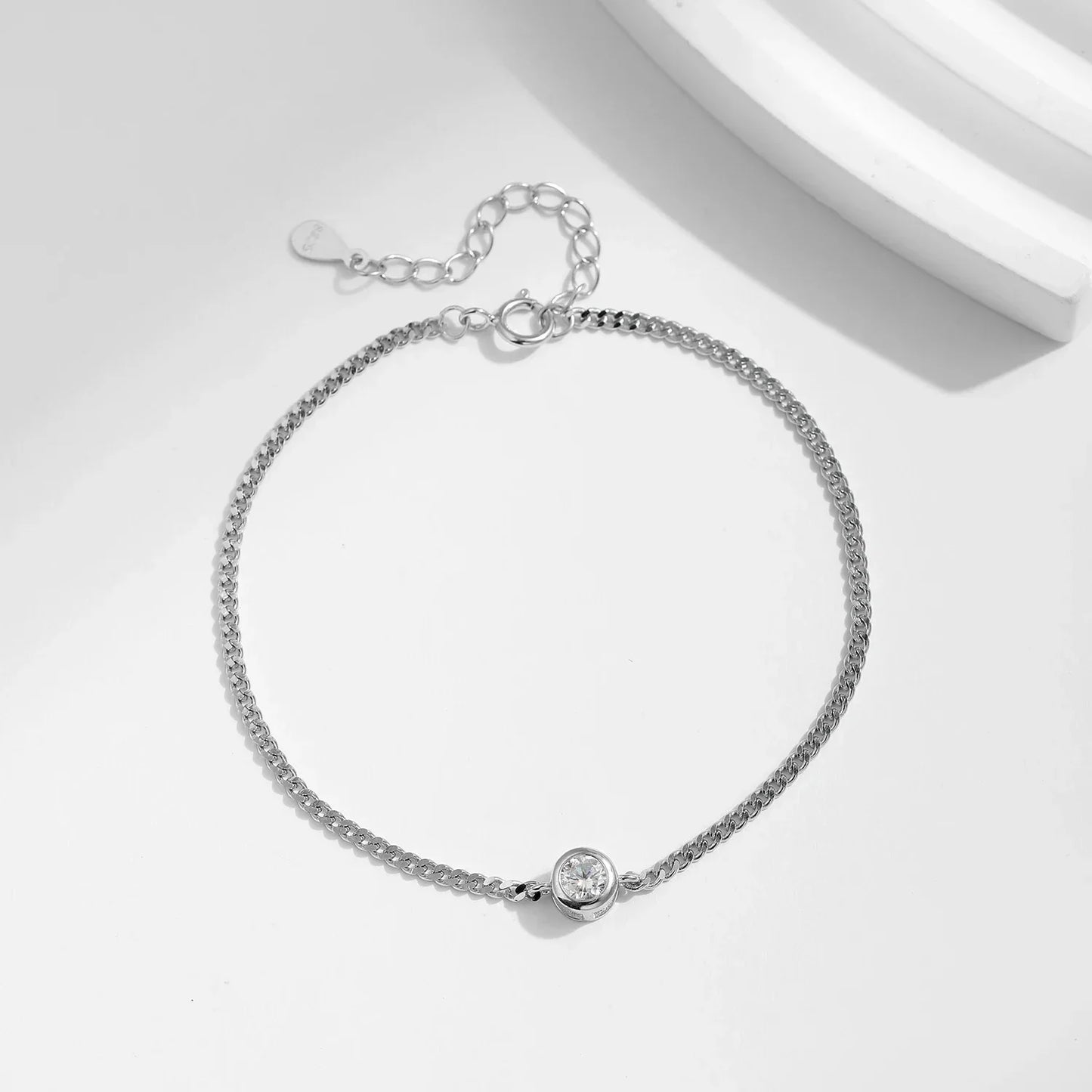 NAVIAN® Moissanite Bezel Setting Bracelet - Sterling Silver