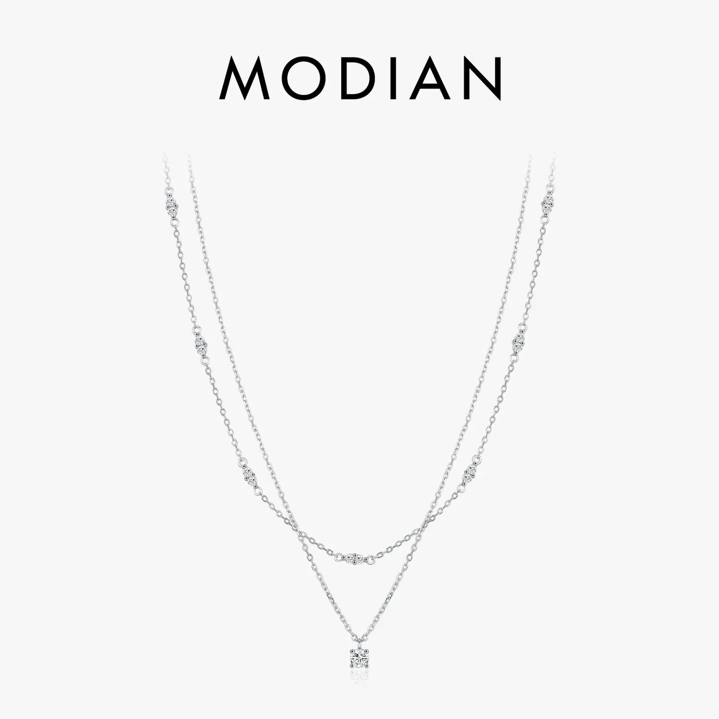 NAVIAN® Moissanite Double Layer Pendant Round Stylish Choker