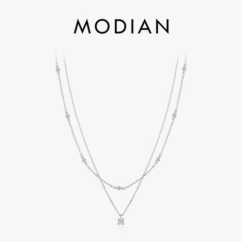 NAVIAN® Moissanite Double Layer Pendant Round Stylish Choker