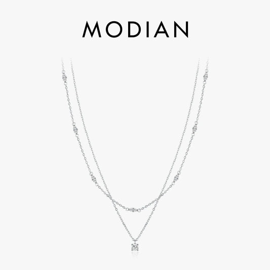 NAVIAN® Moissanite Double Layer Pendant Round Stylish Choker