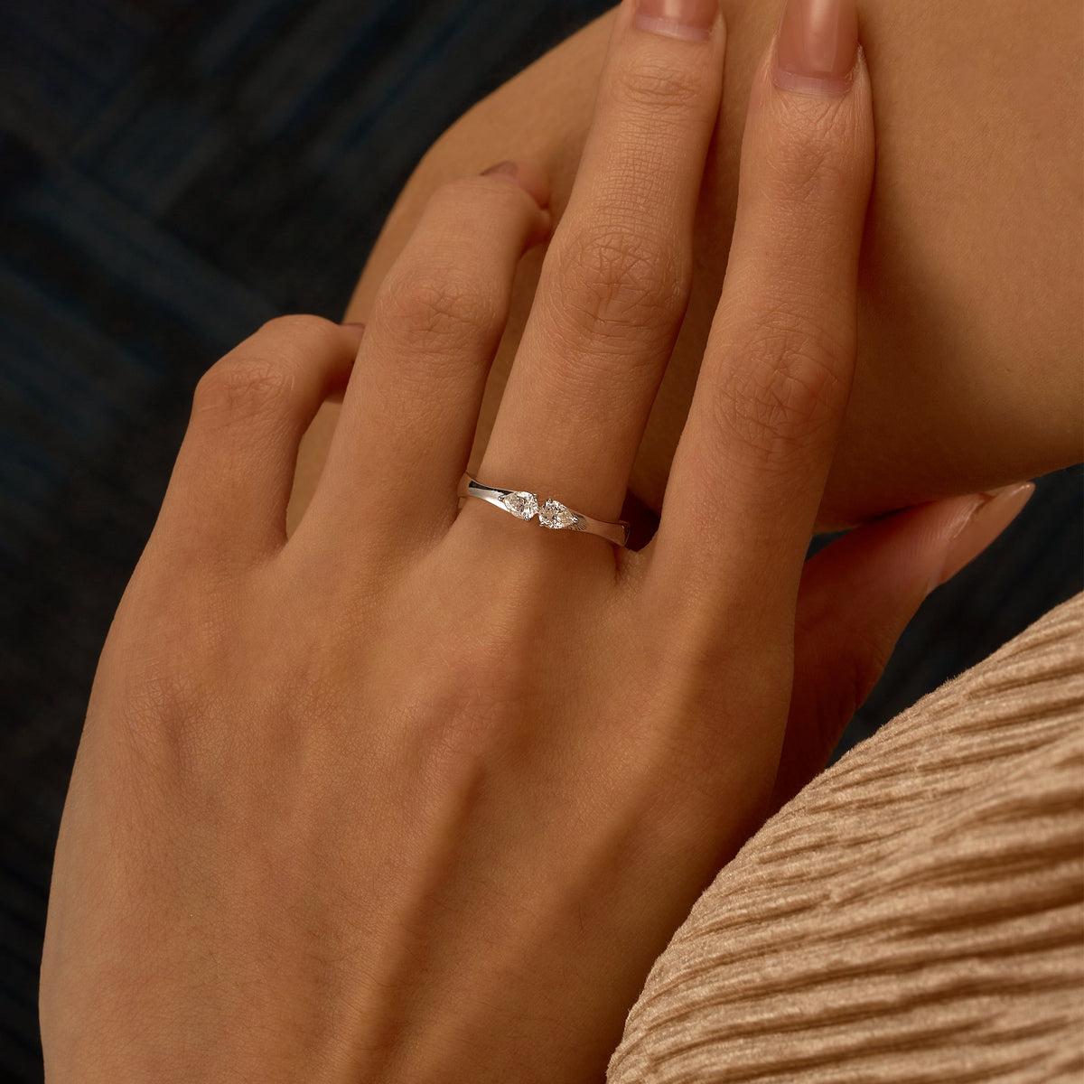 Twin Pear Moissanite Stackable Band - NavianJewelry™