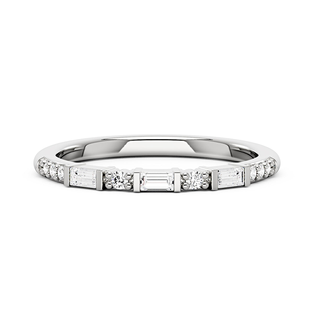 Art Deco Emerald Round Moissanite Half Eternity Band - NavianJewelry™