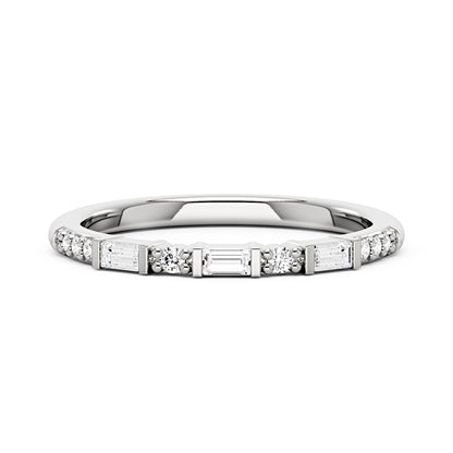 Art Deco Emerald Round Moissanite Half Eternity Band - NavianJewelry™