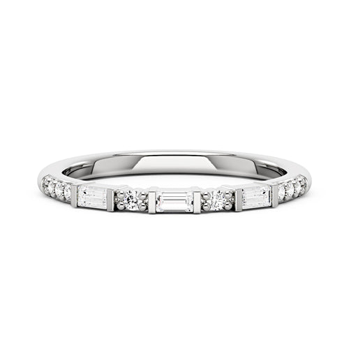 Art Deco Emerald Round Moissanite Half Eternity Band - NavianJewelry™