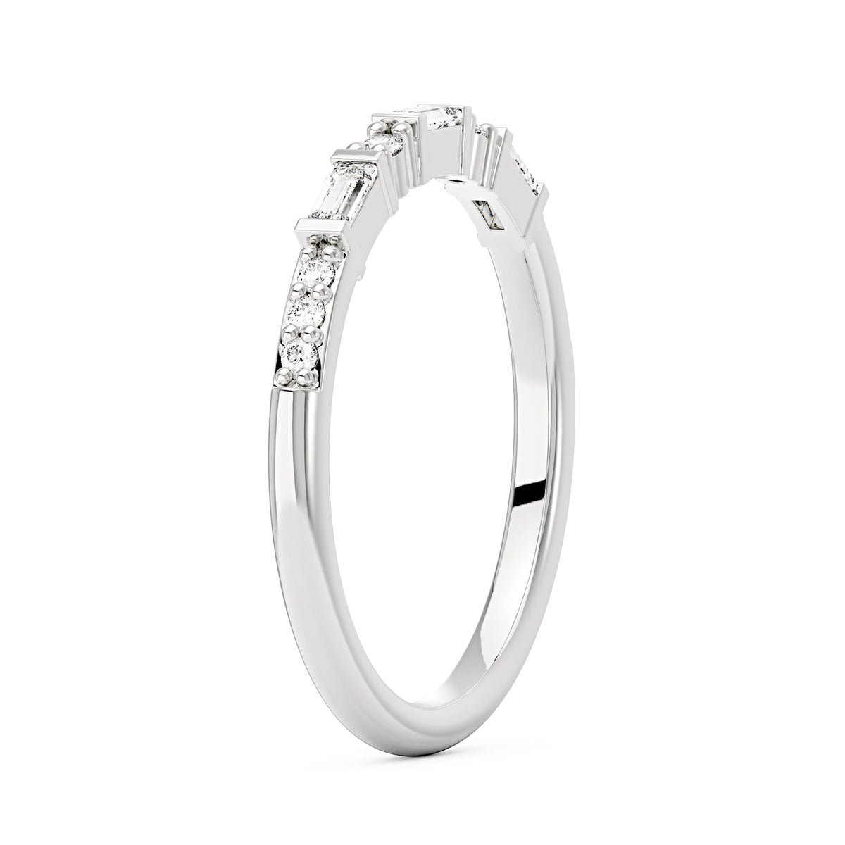 Art Deco Emerald Round Moissanite Half Eternity Band - NavianJewelry™