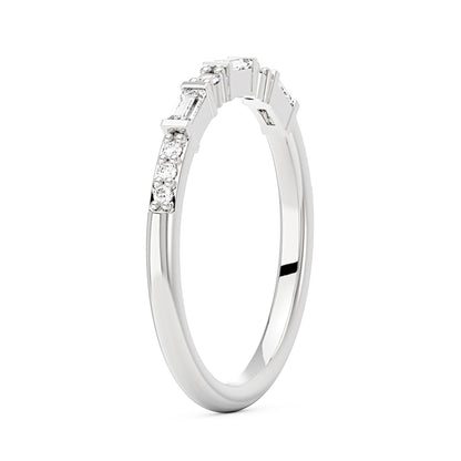 Art Deco Emerald Round Moissanite Half Eternity Band - NavianJewelry™
