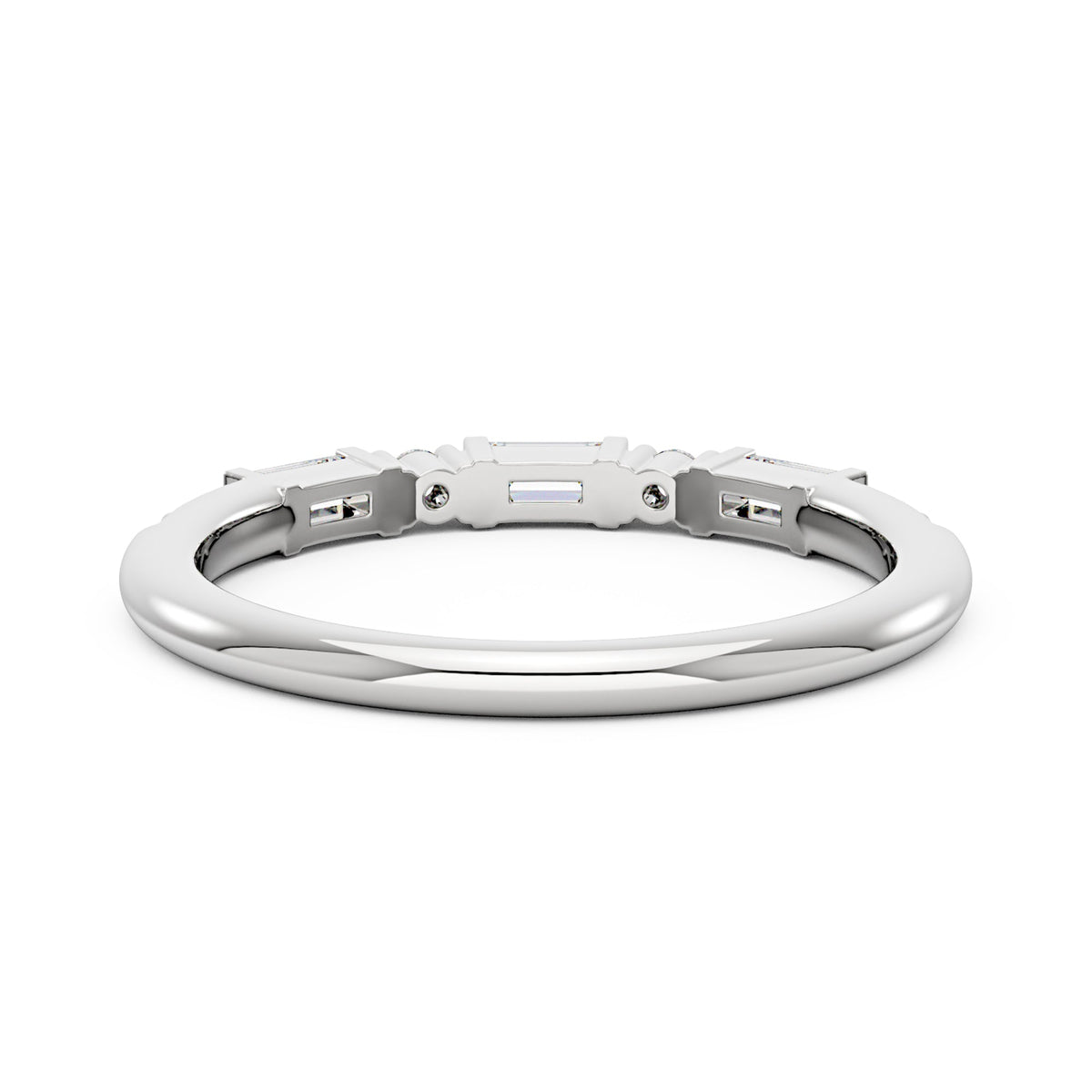 Art Deco Emerald Round Moissanite Half Eternity Band - NavianJewelry™