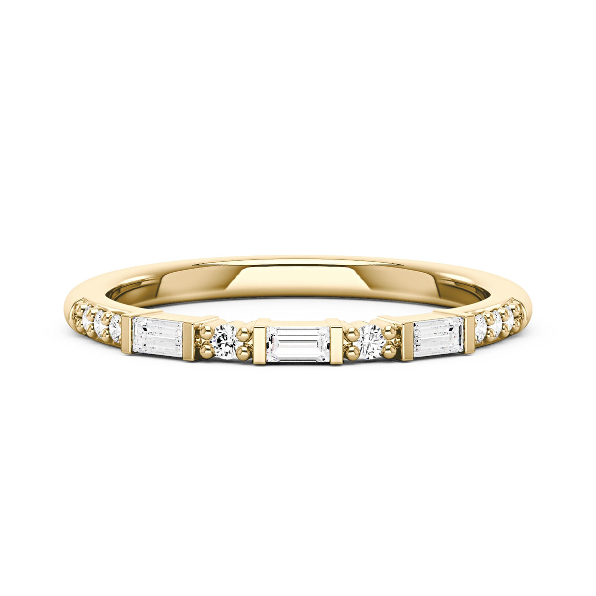 Art Deco Emerald Round Moissanite Half Eternity Band - NavianJewelry™