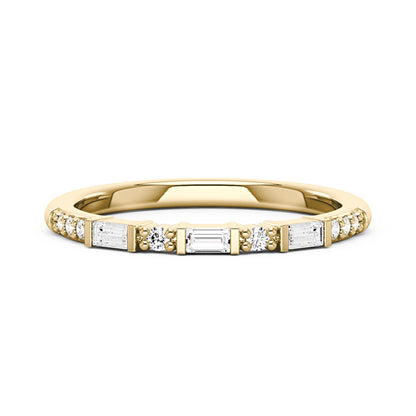 Art Deco Emerald Round Moissanite Half Eternity Band - NavianJewelry™